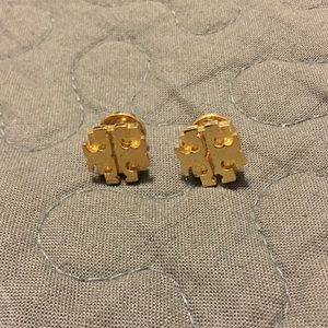 Tory Burch large gold logo earrings
